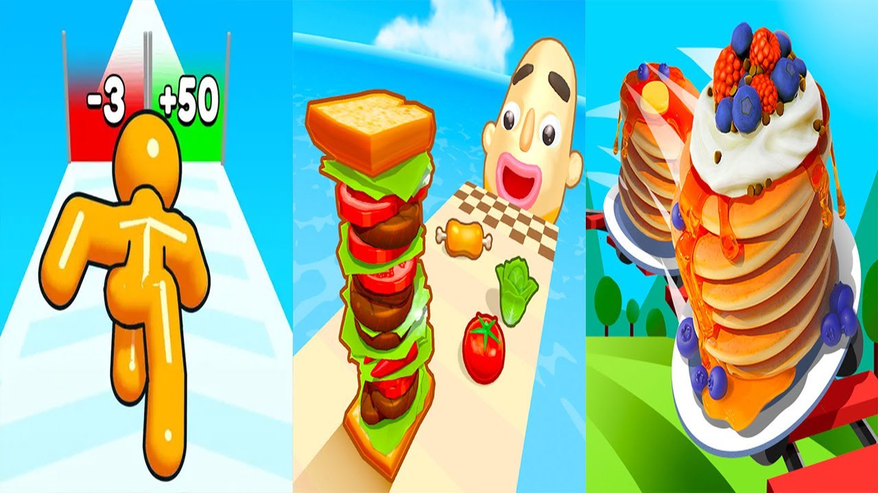 Tall Man Run VS Sandwich Runner VS Pancake Run - All Level Gameplay Android iOS