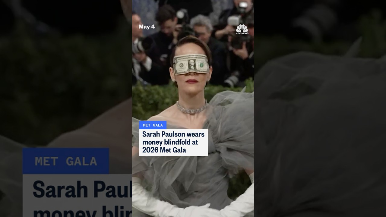 Sarah Paulson wears money blindfold at 2026 Met Gala