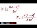 Error Bound Formulas for midpoint and trapezoid rules, sect7.7#19b