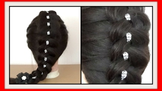 DIAMANTE RIBBON 4 STRAND BRAID HAIRSTYLE / HairGlamour Styles