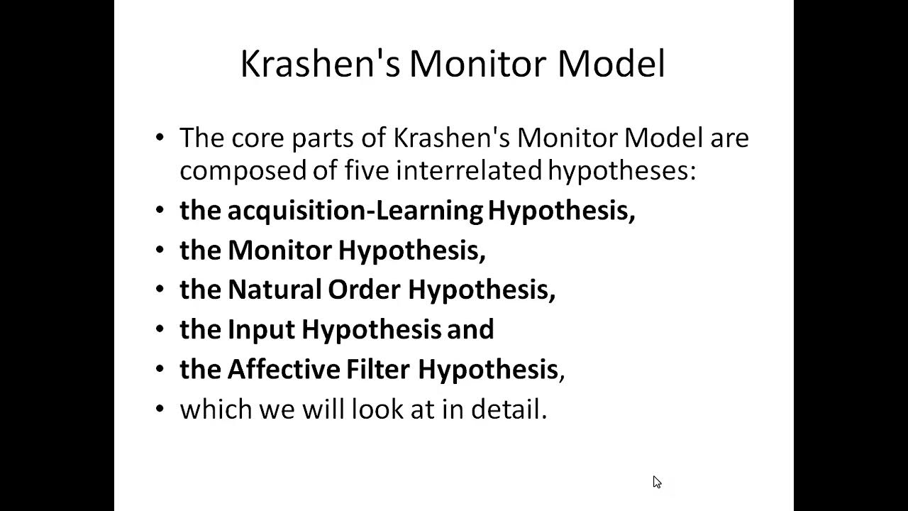 Stephen Krashen's Monitor Model or Five Hypotheses in Second Language Acquisition(SLA)LET6205
