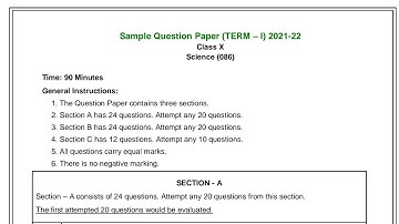 Science Class 10 Official Sample Paper for Term 1 (2021-22)