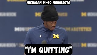 Bryce Underwood ANNOUNCES he is QUITTING after loss - Post Game Interview - Michigan vs Minnesota