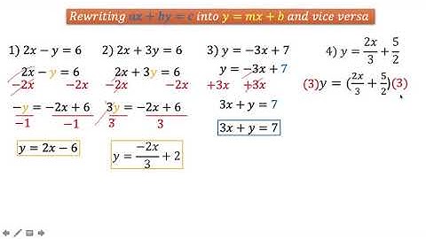 Rewriting ax+by=c into y=mx+b and vice versa