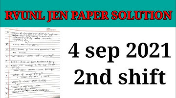 RVUNL JEN exam questions 2021| 4 sep 2nd shift | RVUNL JEN exa solution | answer key