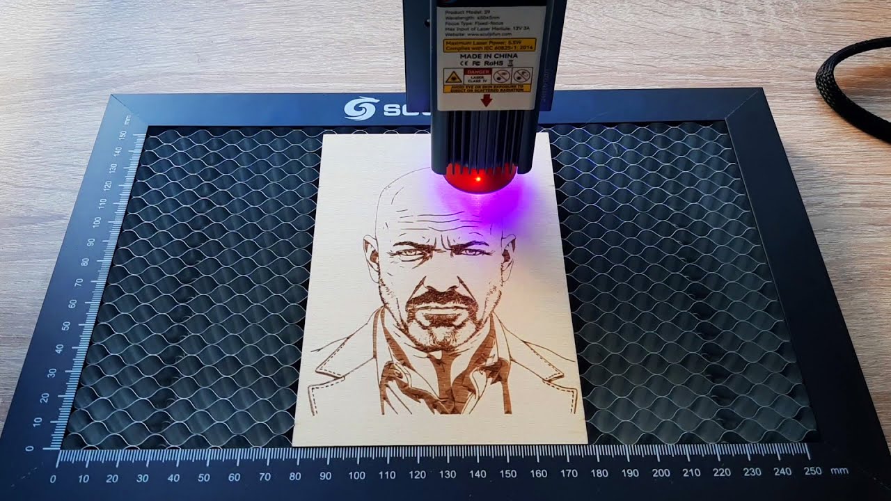 Bald Man Engraved in Wood - Laser Engraving - YouTube