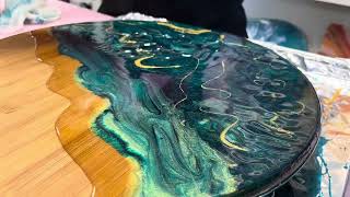Crushedglasspcb pouring a custom wave resin board