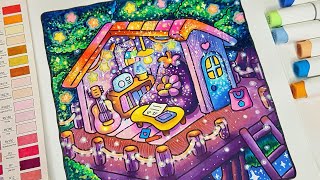 Color With Me (ASMR)| Cozy Corner Coco Wyo Coloring Book |  | Using Ohuhu Markers