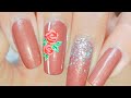 Rose Nail Art 🌹 And Glitter Fall nails! | Free Hand Glitter nails + rose nails