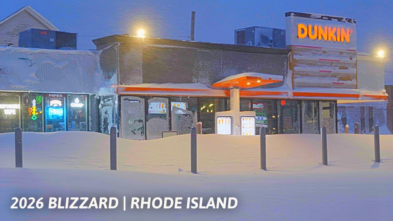 Рекордная снежная буря в Новой Англии в 2026 году | Провиденс, Род-Айленд (видеоблог в формате 4K)