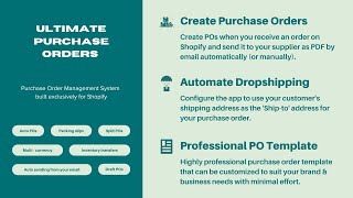 Ultimate Purchase Orders app for Shopify - Create POs, Manage Suppliers & Automate Dropshipping.