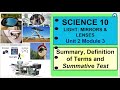 Science 10 Quarter 2 Module 3 Summary, Definition of terms and Summative Assessment