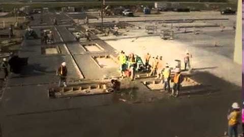 How many workers does it take to stop a spinning concrete buffer...