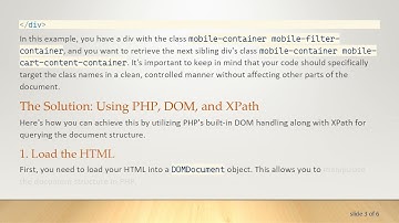 How to Retrieve the Next Div Class Name Using PHP, DOM, and XPath