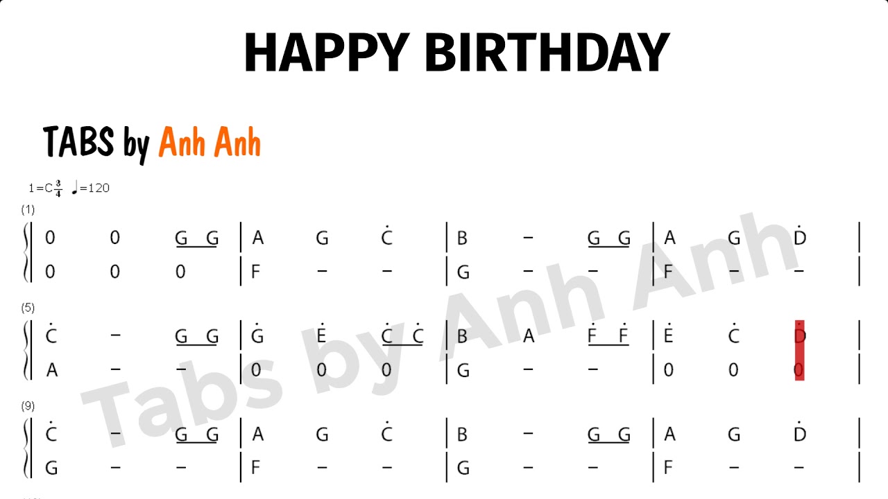 HAPPY BIRTHDAY Lyre Tab Kalimba Tab Tho_AnhAnh YouTube