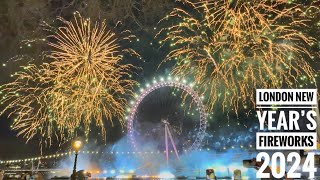 London Eye Fireworks 2024 | London New Year’s Eve Fireworks 2024 | London Street Walk [4K HDR]