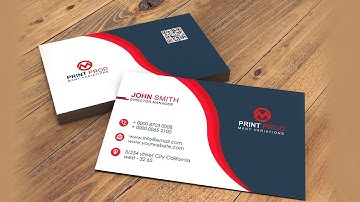 Simple & clean Business Card (Blue and Red) - Photoshop tutorials