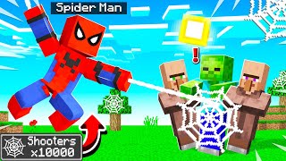 Playing MINECRAFT As SPIDER MAN! (web shooters)