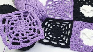 Spider Web Granny Square | Crochet Halloween Spider Web | crochet granny square spider web