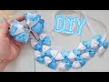 МК лента в косу с бантиками /Braid ribbon Diy / канзаши