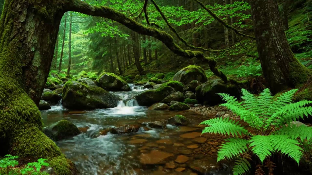 Calming Forest Ambience 🌿 Birds Singing Beautiful Stream Sounds for Deep Sleep, Study Focus,Medicine