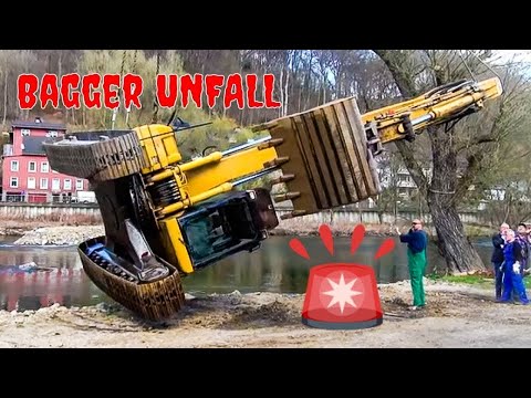 Bagger Unfall - Kran im Einsatz beim Bagger Unfall