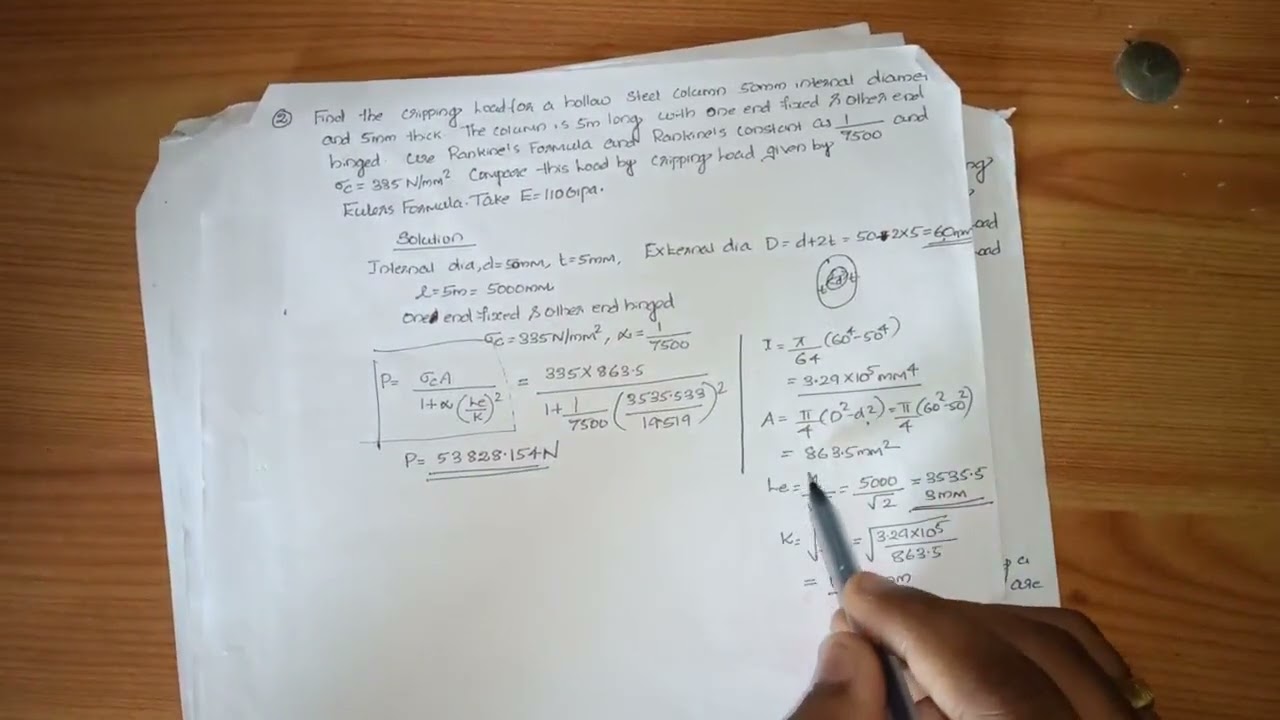 Module 5: Problem 1 & 2 using rankine formula (MOS)