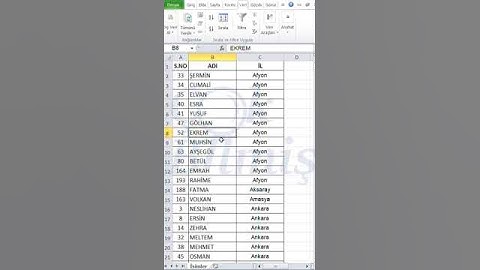#Excel Sıralama Pratik