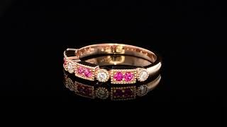 Natural Pink Sapphires 0.21 carats set in 14K Rose Gold Stackable Ring with Diamonds