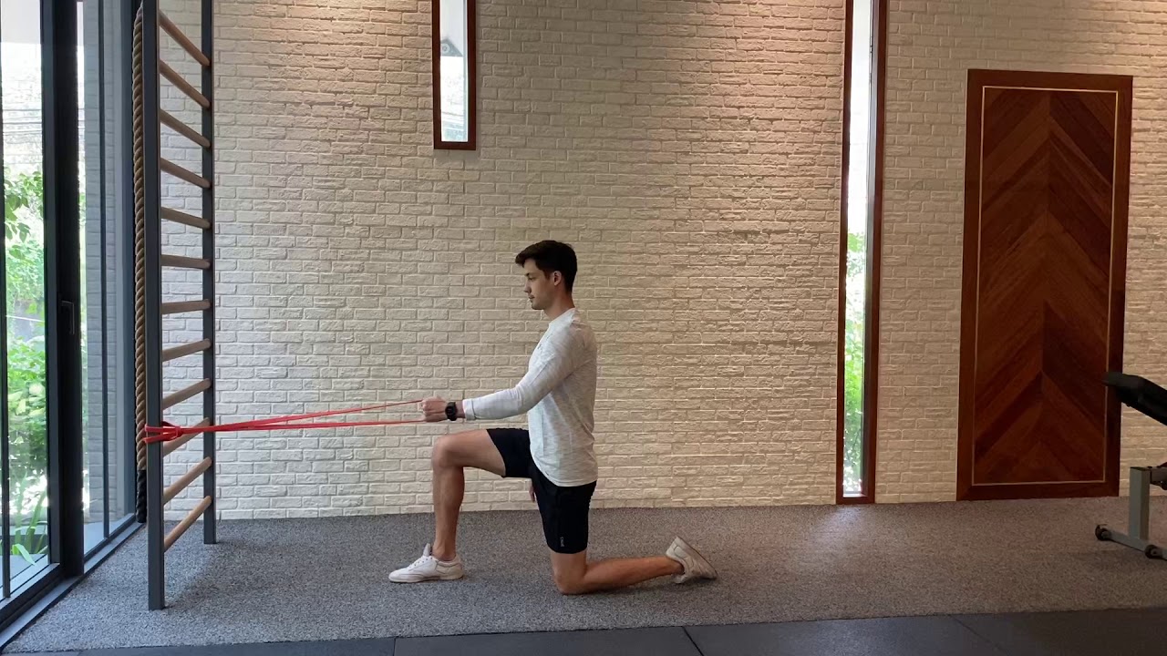 Half kneeling 1-arm row | Resistance band - YouTube