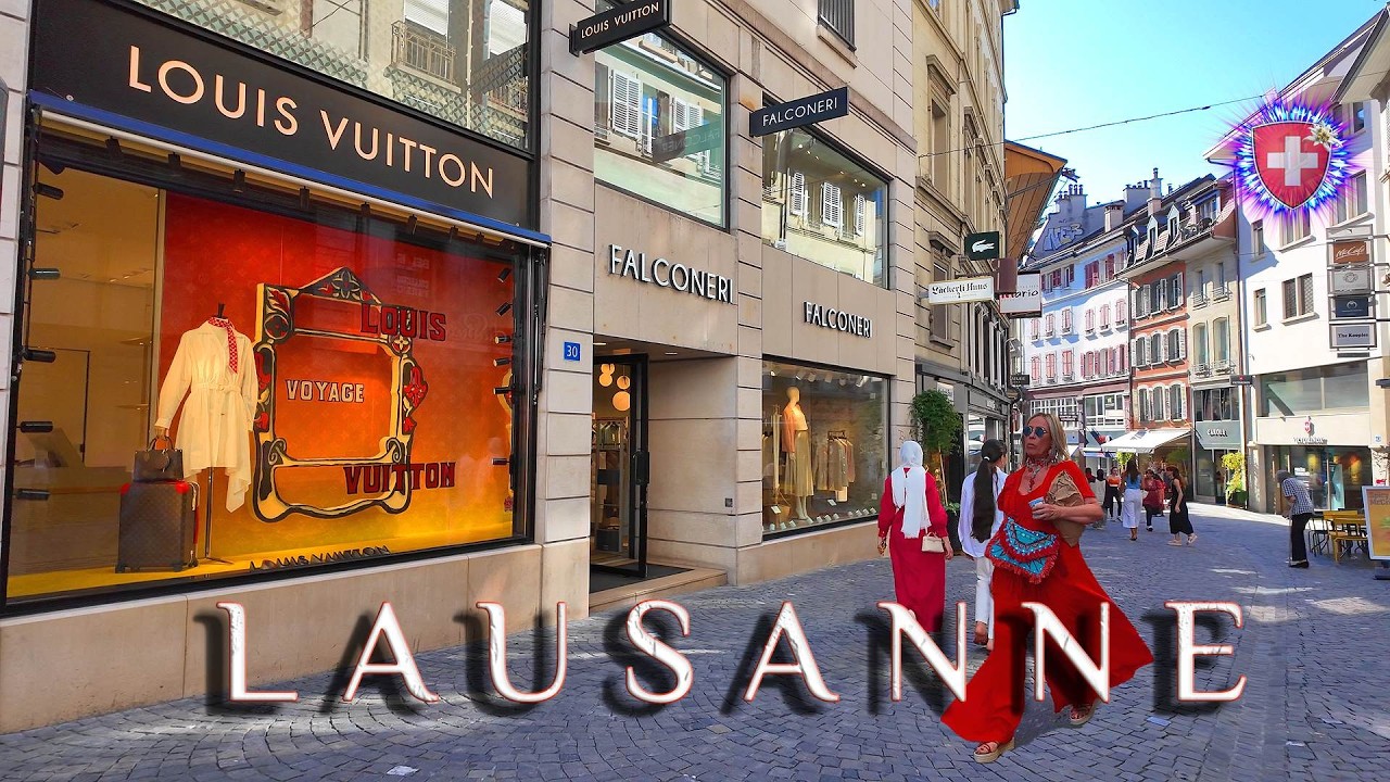 LAUSANNE SWITZERLAND ✨ Relaxing walk through the city / Shopping Streets & Lake 4K HDR
