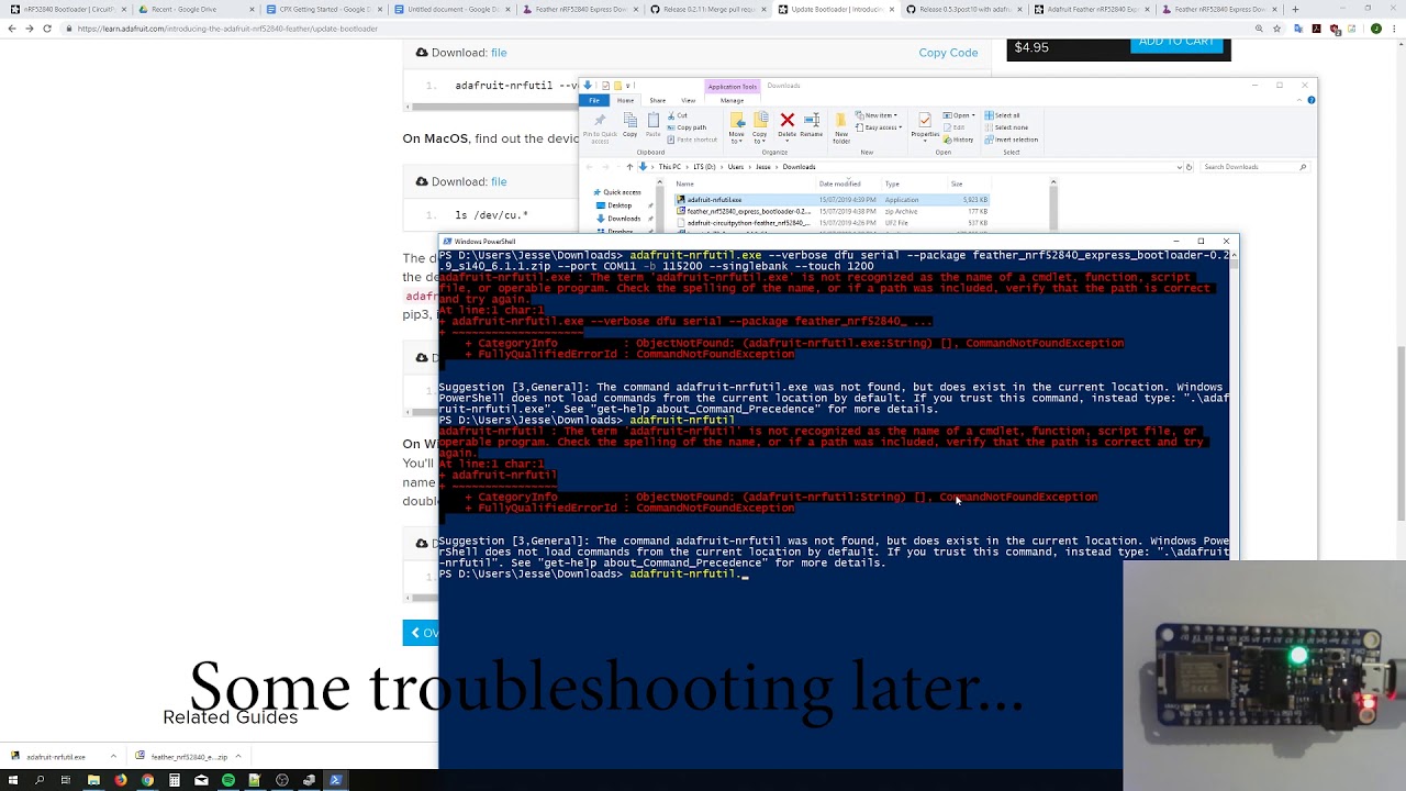 Adafruit Feather NRF52840 Updating Bootloader - YouTube