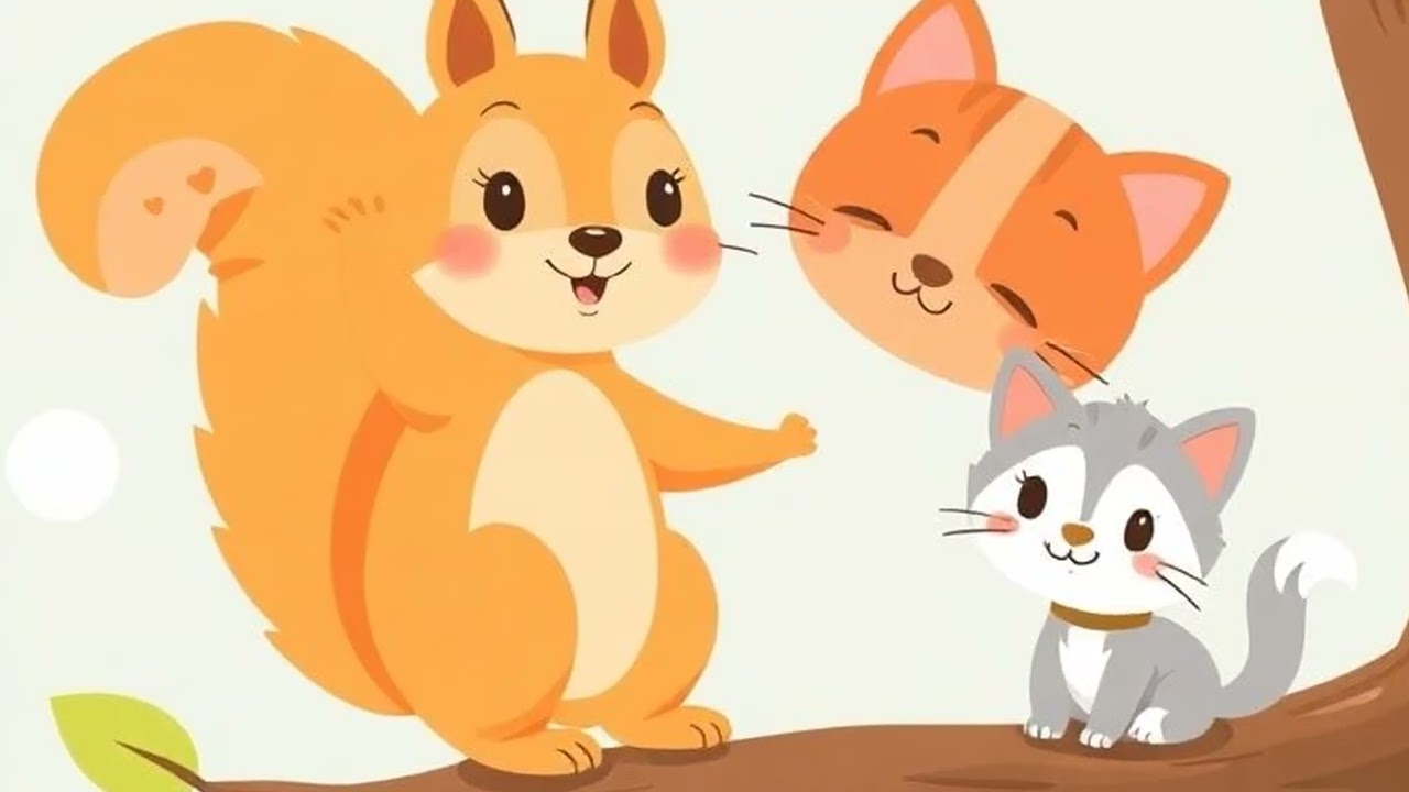 Friends Play under Big Fluffy Cloud 