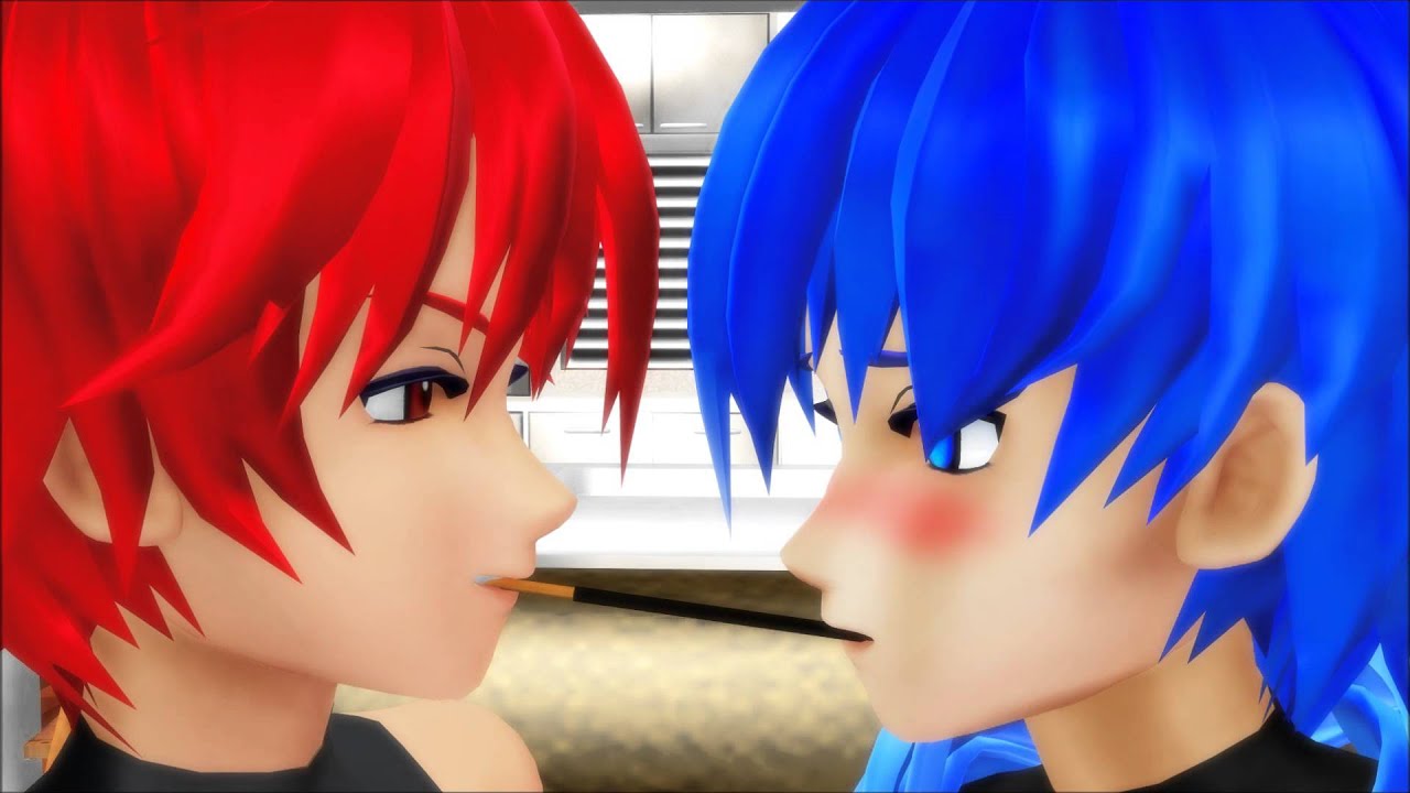 【mmd】 Akaito X Kaito Pocky Game Slight Yaoi Warning Youtube