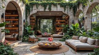 Elegant Courtyard Book Café ☕ | Gentle Jazz Background Music for Reading & Slow Living Vibes