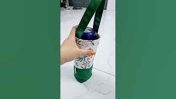 Túi đựng bình giữ nhiệt Xanh lá Hoa chim bằng vải canvas, có dây rút và quai xách tiện lợi