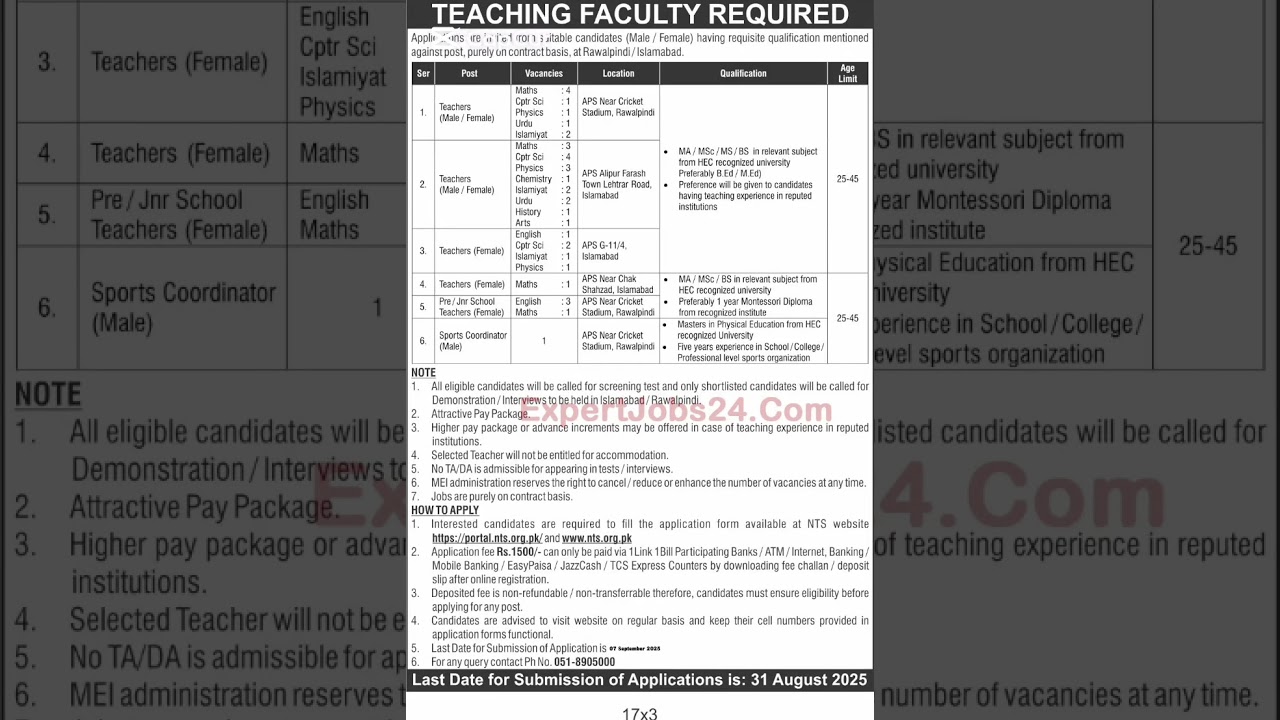 Army public school jobs