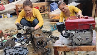 The genius girl repaired and restored the entire severely damaged D8 diesel engine|Girl Mechanic