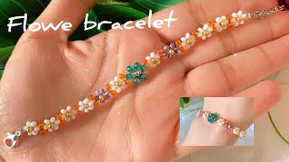 🌼Pulsera de flores 🌼How to make d’aide flower beads bracelet \\ beaded bracelet #flowers #bracelet