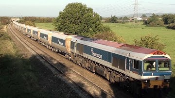 Mendip Rail Class 59 with empty Hanson Hoppers at Berkley Marsh 29.09.11