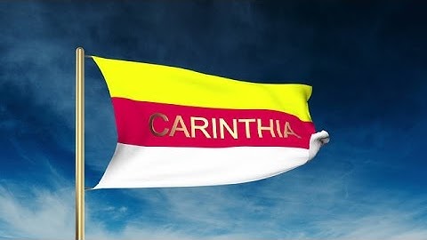 Carinthia Flag Slider Style With Title. Waving In The Wind With Cloud Background Stock Animation