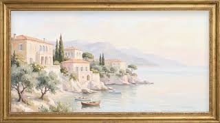 Soft Italian Coastal Villas Frame TV Art | 4K Ambient Mediterranean Seascape screenshot 3
