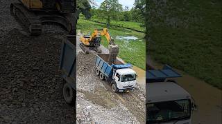 SANY Excavator + TATA Dumper 👋😎💯 #dumper #excavator #tata #sany #automobile #tractor #bulldozer #dj
