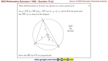 2022 Maths Extension 1 HSC Q13a How to do vector proof question involving circle properties
