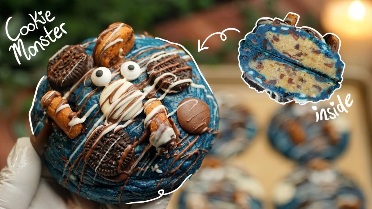 NYC Style Cookie Monster Stuffed Cookies ♡