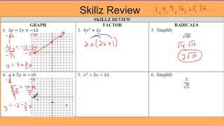 Traditional Algebra 1: Unit 12 Skillz Review