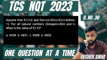 Assume that f (1)=0 and f(m+n)=f (m)+f(n)+4(9mn-1) | TCS NQT | DIGITAL | NINJA | Avishek |