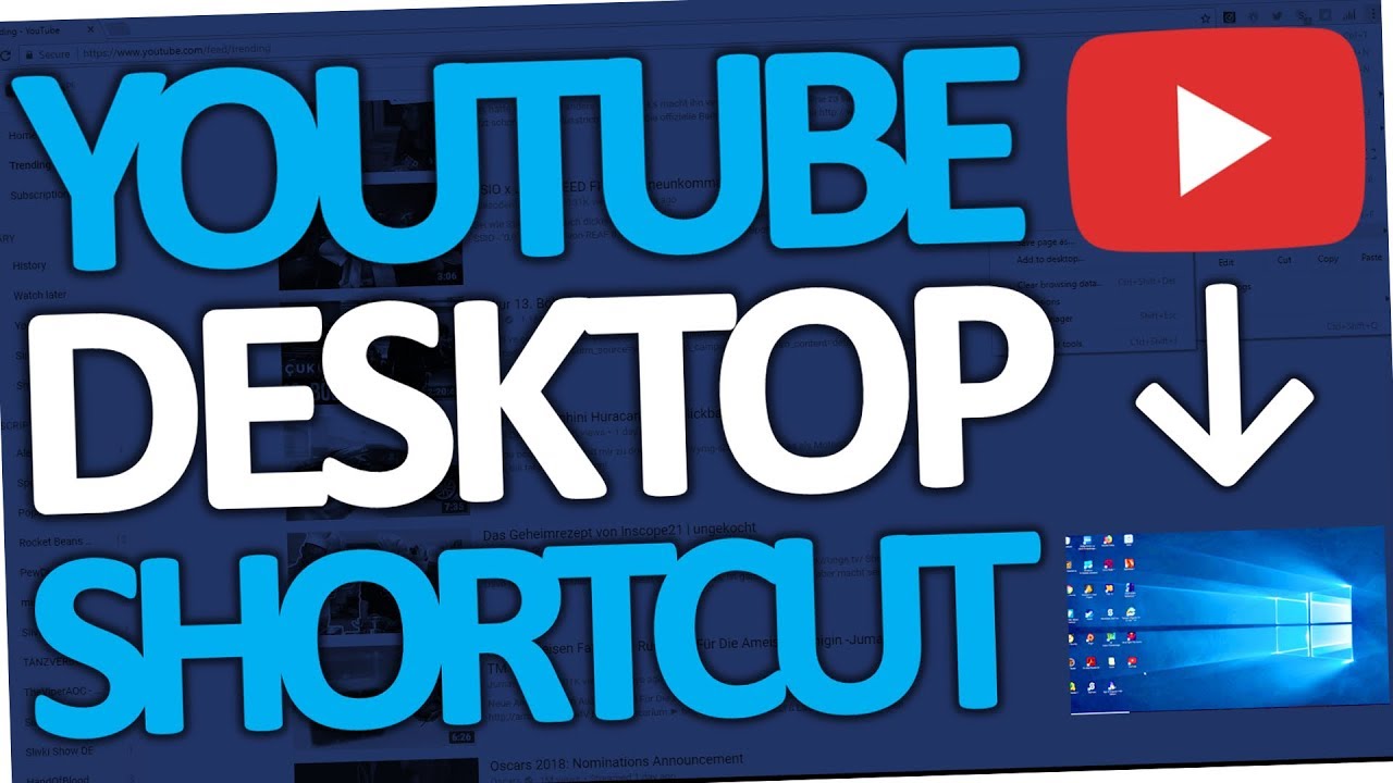 How To Put A Youtube Shortcut On Desktop Windows 10 2018 YouTube