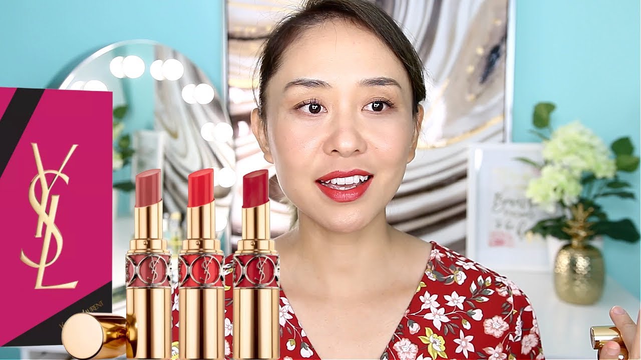 YSL - Rouge Volupte Shine Spring Trio Review/Lip Swatch - YouTube