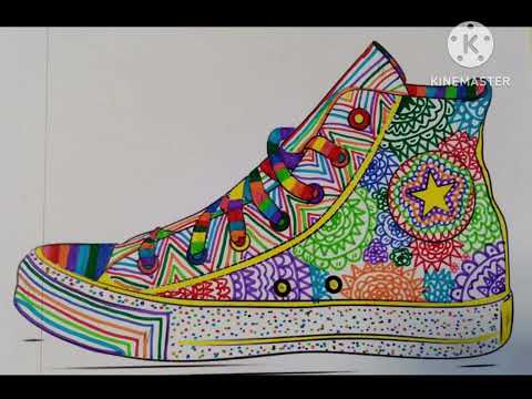 رسومات لأحذية رياضية مع طريقة تلوينها متبعا درس الحركة و الإيقاع
